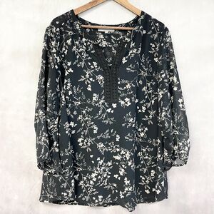 Daniel Rainn Floral Blouse Plus Size 2X Boho Prairie Dark Cottagecore Fairy Goth